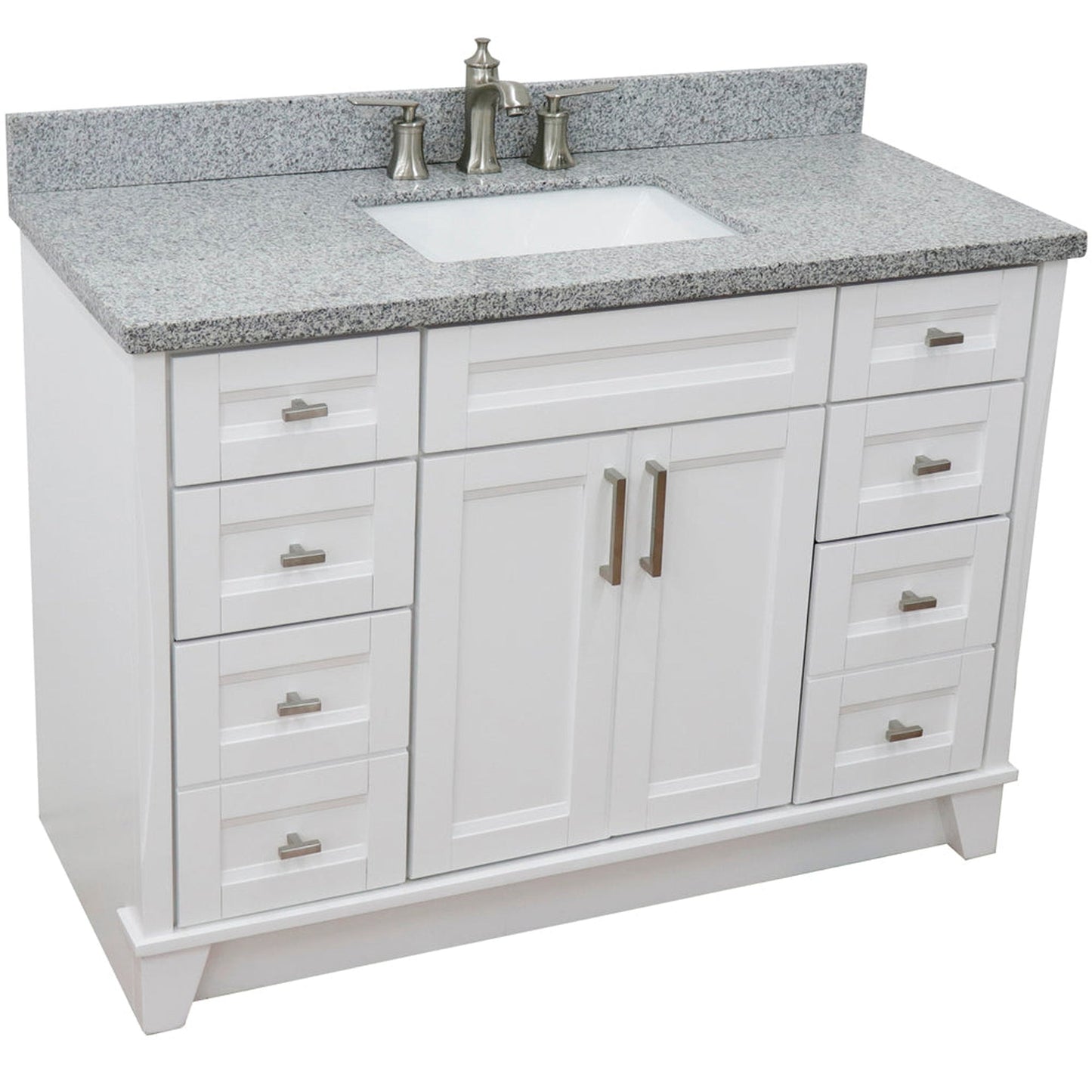 Bellaterra Home Terni 49" 2-Door 6-Drawer White Freestanding Vanity Set With Ceramic Undermount Rectangular Sink and Gray Granite Top