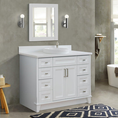 Bellaterra Home Terni 49" 2-Door 6-Drawer White Freestanding Vanity Set With Ceramic Vessel Sink and White Quartz Top