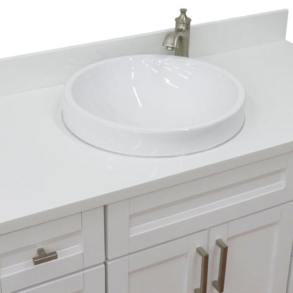 Bellaterra Home Terni 49" 2-Door 6-Drawer White Freestanding Vanity Set With Ceramic Vessel Sink and White Quartz Top