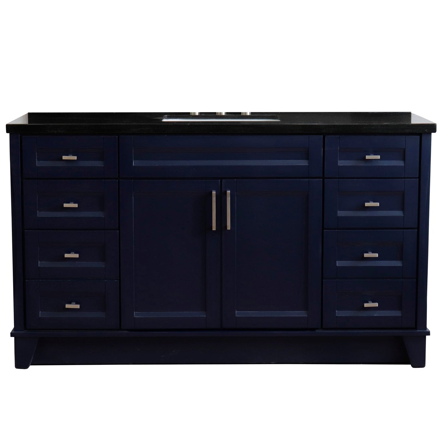 Bellaterra Home Terni 61" 2-Door 6-Drawer Blue Freestanding Vanity Set With Ceramic Undermount Rectangular Sink And Black Galaxy Granite Top