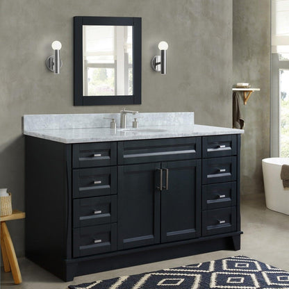 Bellaterra Home Terni 61" 2-Door 6-Drawer Dark Gray Freestanding Vanity Set With Ceramic Undermount Oval Sink And White Carrara Marble Top