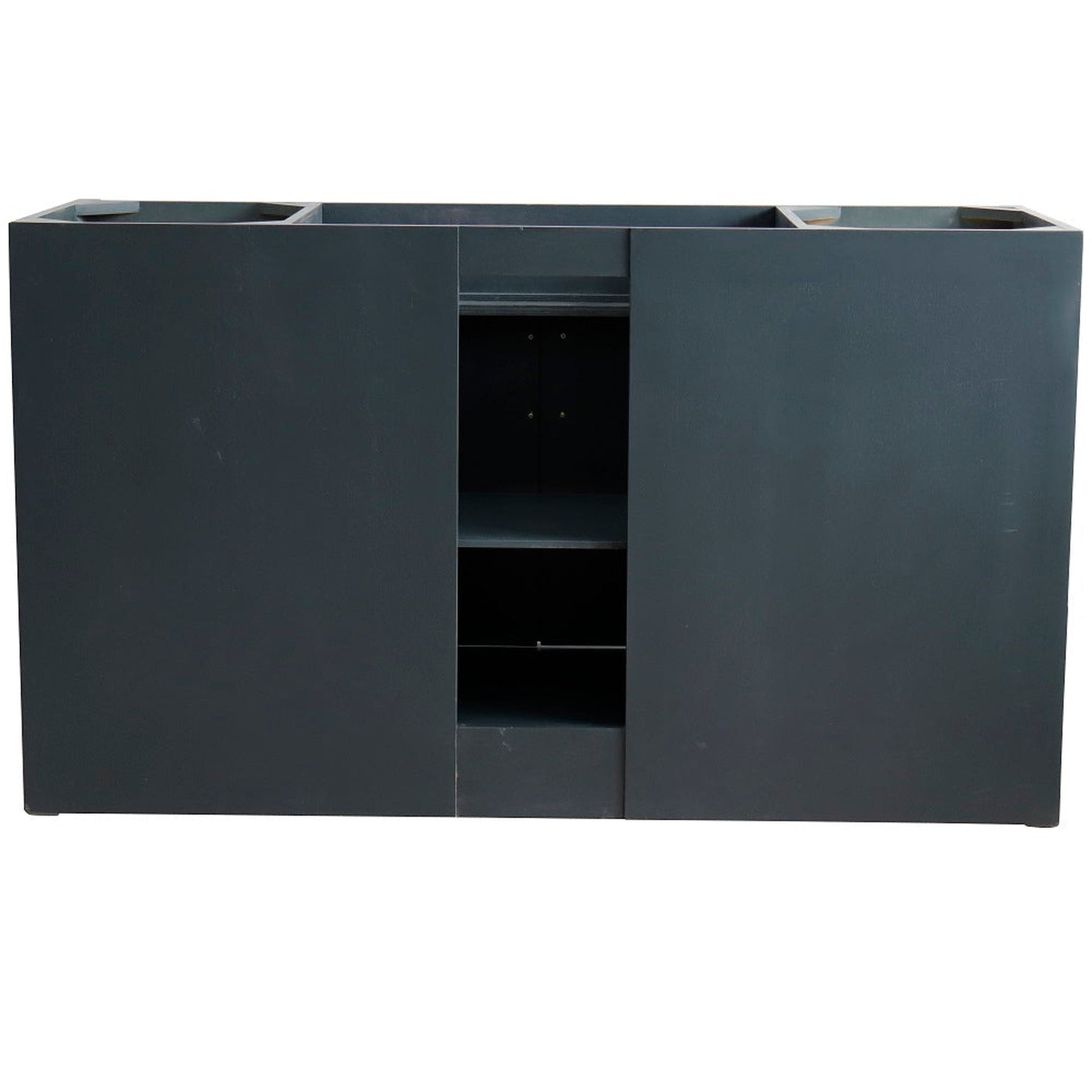 Bellaterra Home Terni 61" 2-Door 6-Drawer Dark Gray Freestanding Vanity Set With Ceramic Undermount Rectangular Sink And Black Galaxy Granite Top