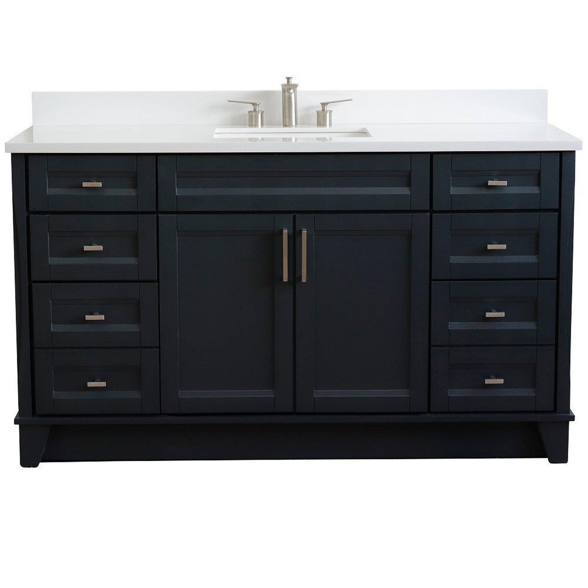 Bellaterra Home Terni 61" 2-Door 6-Drawer Dark Gray Freestanding Vanity Set With Ceramic Undermount Rectangular Sink And White Quartz Top