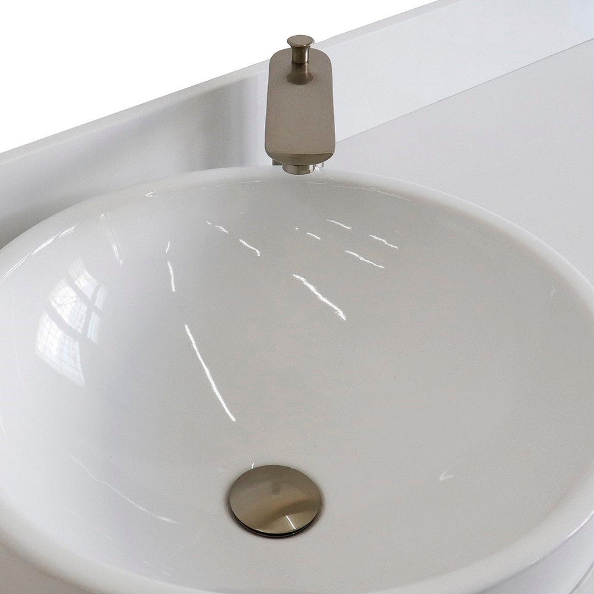Bellaterra Home Terni 61" 2-Door 6-Drawer Dark Gray Freestanding Vanity Set With Ceramic Vessel Sink And White Quartz Top