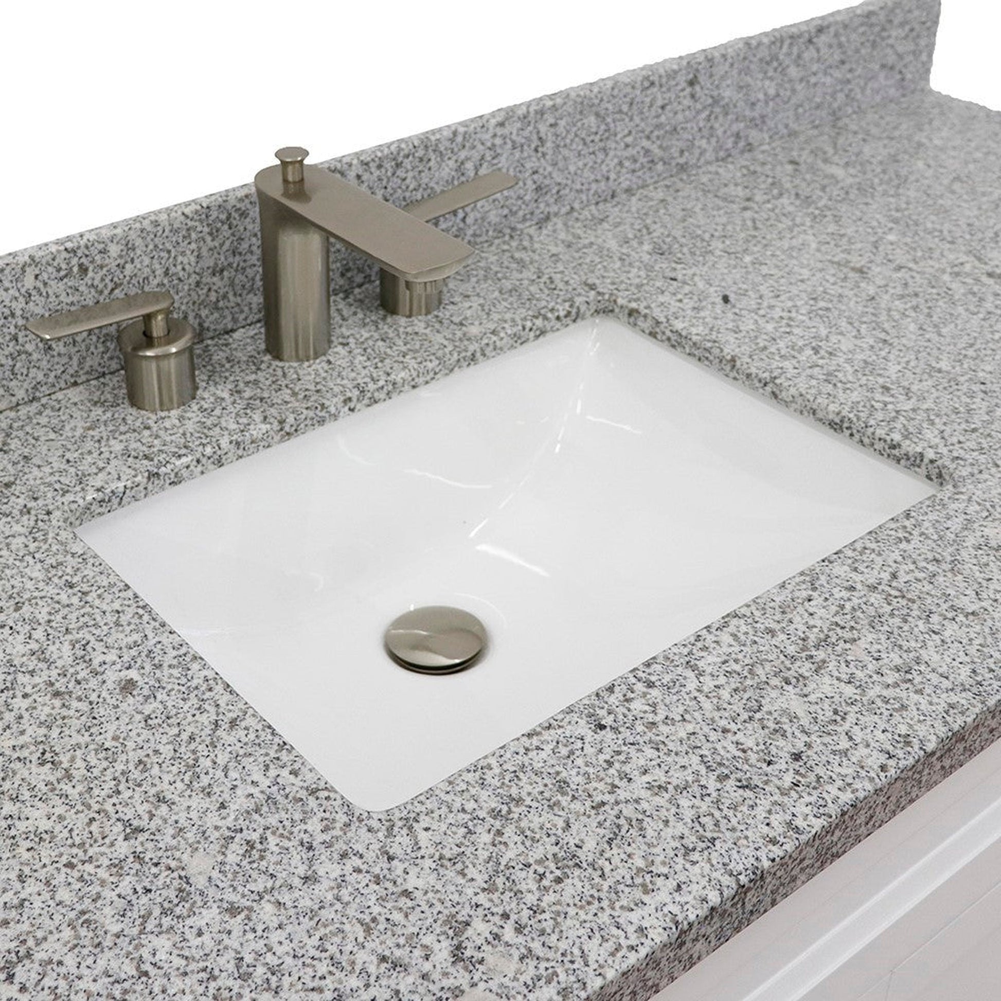 Bellaterra Home Terni 61" 2-Door 6-Drawer White Freestanding Vanity Set With Ceramic Undermount Rectangular Sink And Gray Granite Top