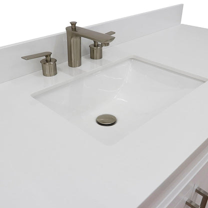 Bellaterra Home Terni 61" 2-Door 6-Drawer White Freestanding Vanity Set With Ceramic Undermount Rectangular Sink And White Quartz Top