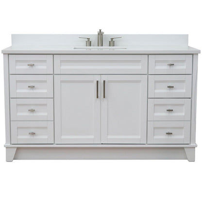 Bellaterra Home Terni 61" 2-Door 6-Drawer White Freestanding Vanity Set With Ceramic Undermount Rectangular Sink And White Quartz Top