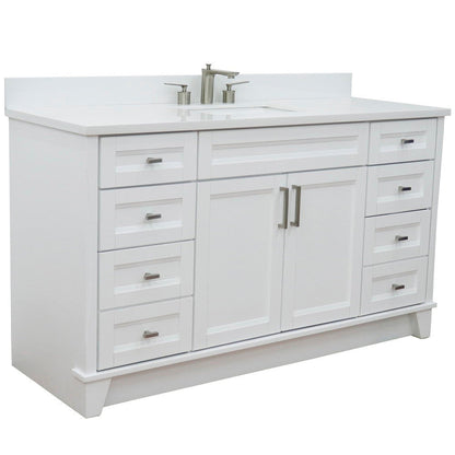 Bellaterra Home Terni 61" 2-Door 6-Drawer White Freestanding Vanity Set With Ceramic Undermount Rectangular Sink And White Quartz Top