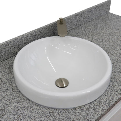 Bellaterra Home Terni 61" 2-Door 6-Drawer White Freestanding Vanity Set With Ceramic Vessel Sink And Gray Granite Top