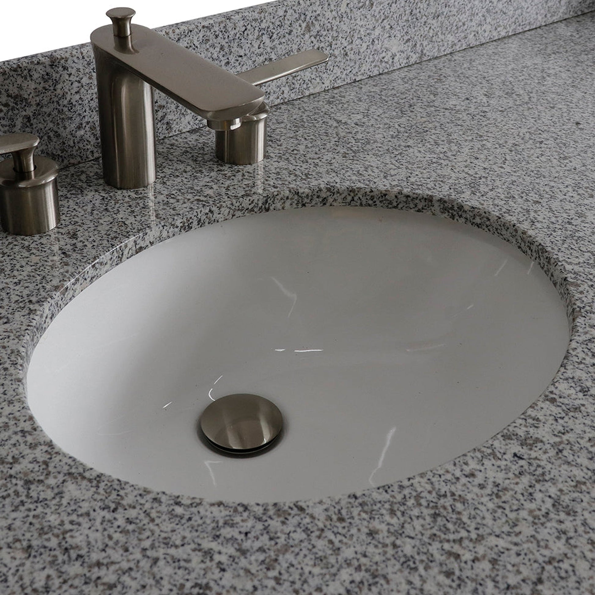Bellaterra Home Terni 61" 4-Door 3-Drawer Dark Gray Freestanding Vanity Set With Ceramic Double Undermount Oval Sink And Gray Granite Top