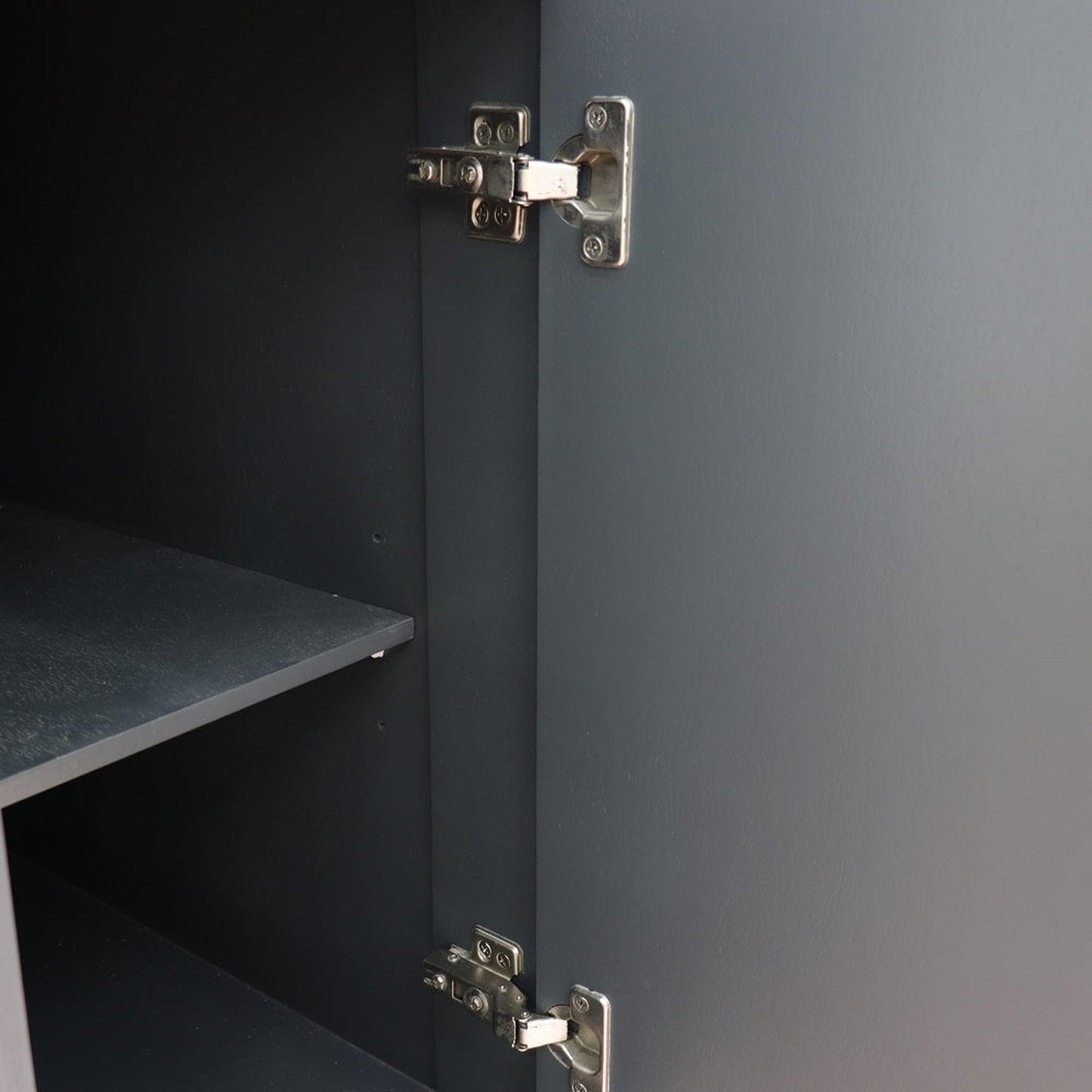 Bellaterra Home Terni 61" 4-Door 3-Drawer Dark Gray Freestanding Vanity Set With Ceramic Double Undermount Oval Sink And White Quartz Top