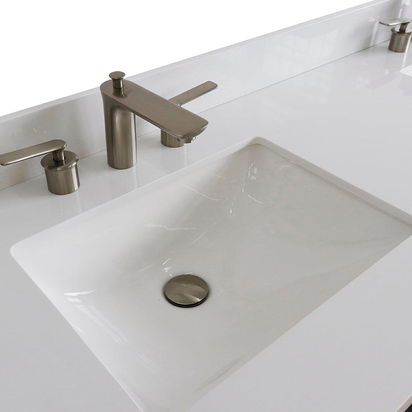 Bellaterra Home Terni 61" 4-Door 3-Drawer Dark Gray Freestanding Vanity Set With Ceramic Double Undermount Rectangular Sink And White Quartz Top