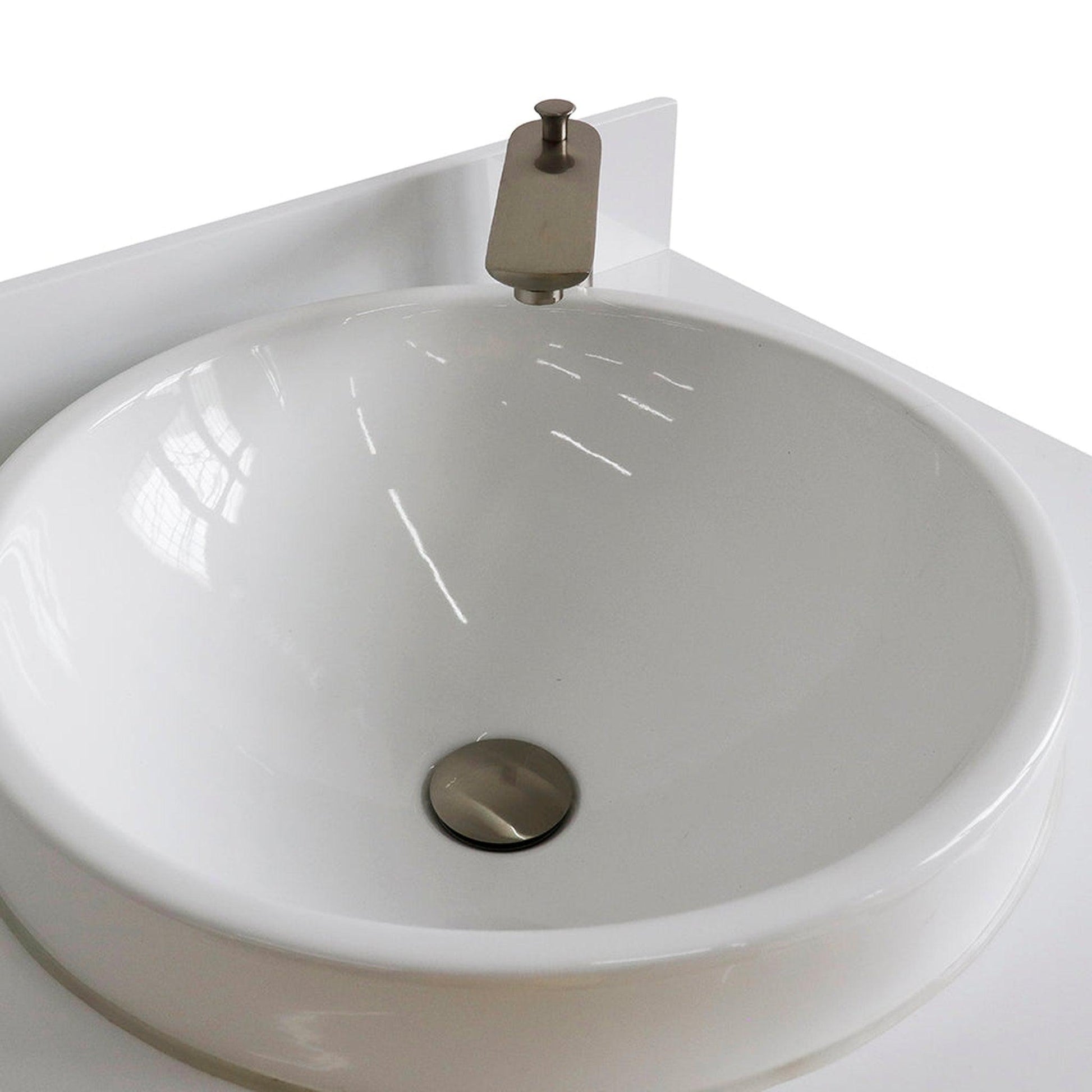 Bellaterra Home Terni 61" 4-Door 3-Drawer Dark Gray Freestanding Vanity Set With Ceramic Double Vessel Sink And White Quartz Top