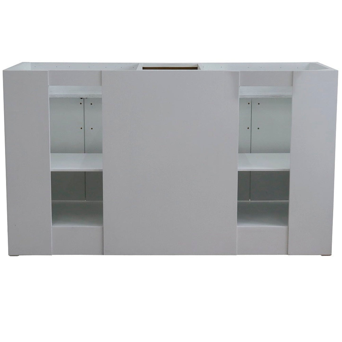 Bellaterra Home Terni 61" 4-Door 3-Drawer White Freestanding Vanity Set With Ceramic Double Undermount Oval Sink And Black Galaxy Granite Top