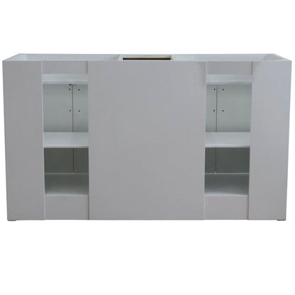 Bellaterra Home Terni 61" 4-Door 3-Drawer White Freestanding Vanity Set With Ceramic Double Undermount Oval Sink And White Carrara Marble Top