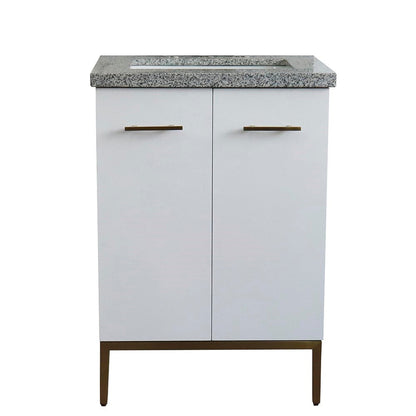 Bellaterra Home Tivoli 25" 2-Door 1-Drawer White Freestanding Vanity Set With Ceramic Undermount Rectangular Sink and Gray Granite Top