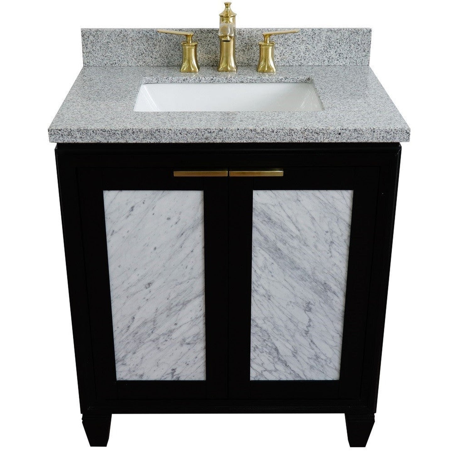 Bellaterra Home Trento 31" 2-Door 1-Drawer Black Freestanding Vanity Set With Ceramic Undermount Rectangular Sink and Gray Granite Top