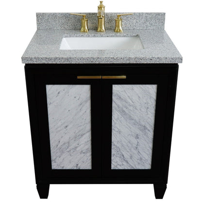 Bellaterra Home Trento 31" 2-Door 1-Drawer Black Freestanding Vanity Set With Ceramic Undermount Rectangular Sink and Gray Granite Top