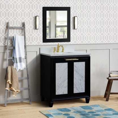 Bellaterra Home Trento 31" 2-Door 1-Drawer Black Freestanding Vanity Set With Ceramic Undermount Rectangular Sink and White Quartz Top