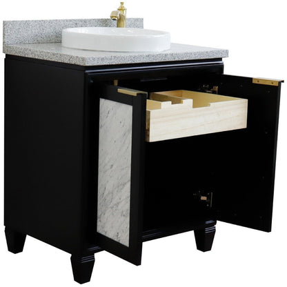 Bellaterra Home Trento 31" 2-Door 1-Drawer Black Freestanding Vanity Set With Ceramic Vessel Sink and Gray Granite Top