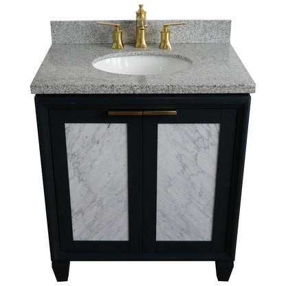 Bellaterra Home Trento 31" 2-Door 1-Drawer Dark Gray Freestanding Vanity Set With Ceramic Undermount Oval Sink and Gray Granite Top