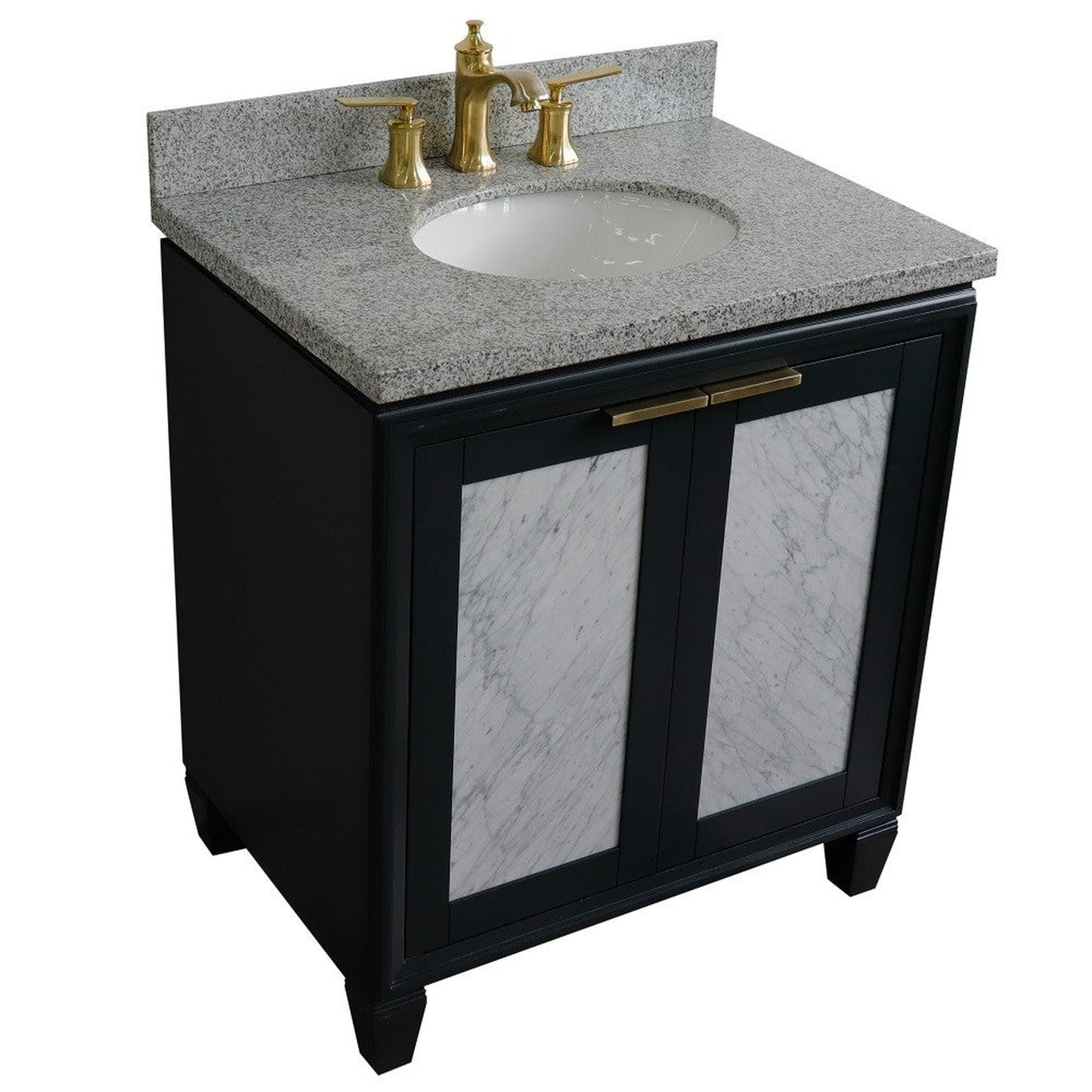 Bellaterra Home Trento 31" 2-Door 1-Drawer Dark Gray Freestanding Vanity Set With Ceramic Undermount Oval Sink and Gray Granite Top