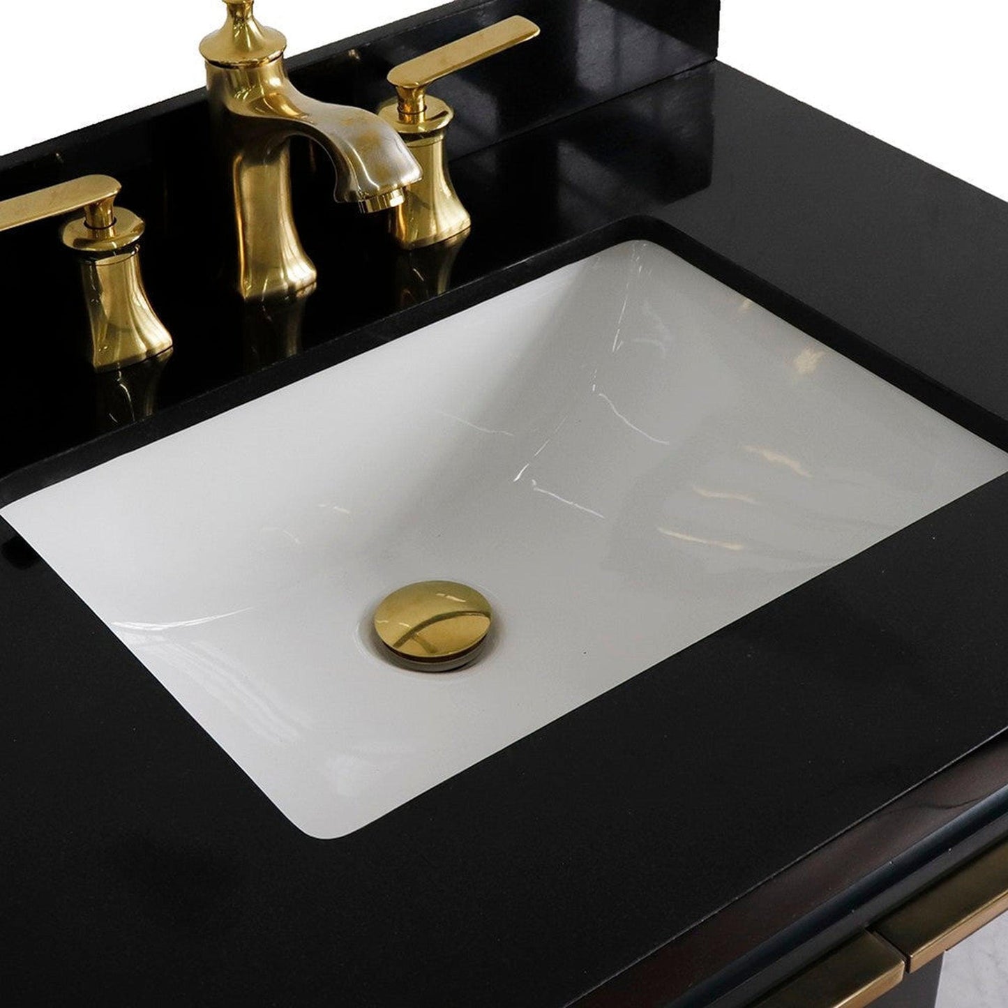Bellaterra Home Trento 31" 2-Door 1-Drawer Dark Gray Freestanding Vanity Set With Ceramic Undermount Rectangular Sink and Black Galaxy Granite Top
