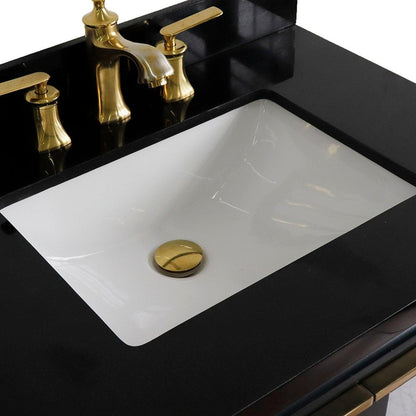 Bellaterra Home Trento 31" 2-Door 1-Drawer Dark Gray Freestanding Vanity Set With Ceramic Undermount Rectangular Sink and Black Galaxy Granite Top