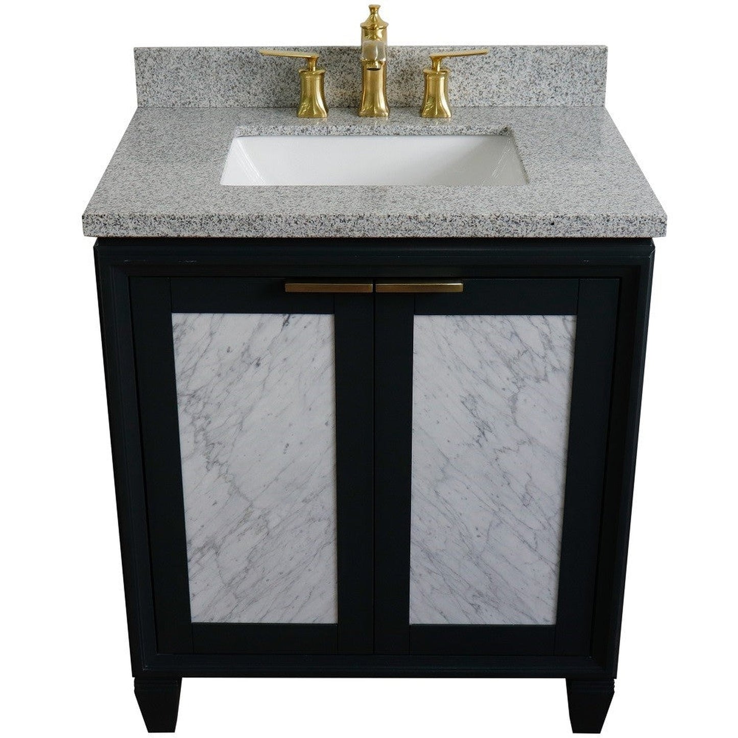 Bellaterra Home Trento 31" 2-Door 1-Drawer Dark Gray Freestanding Vanity Set With Ceramic Undermount Rectangular Sink and Gray Granite Top