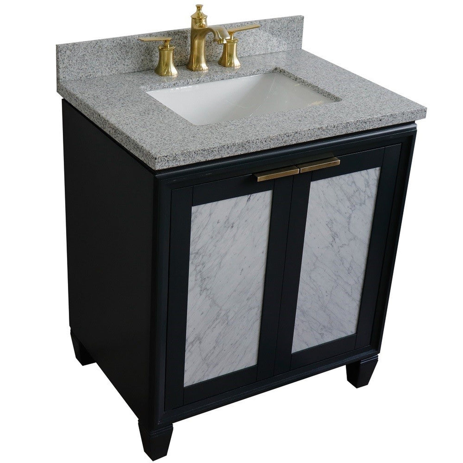 Bellaterra Home Trento 31" 2-Door 1-Drawer Dark Gray Freestanding Vanity Set With Ceramic Undermount Rectangular Sink and Gray Granite Top