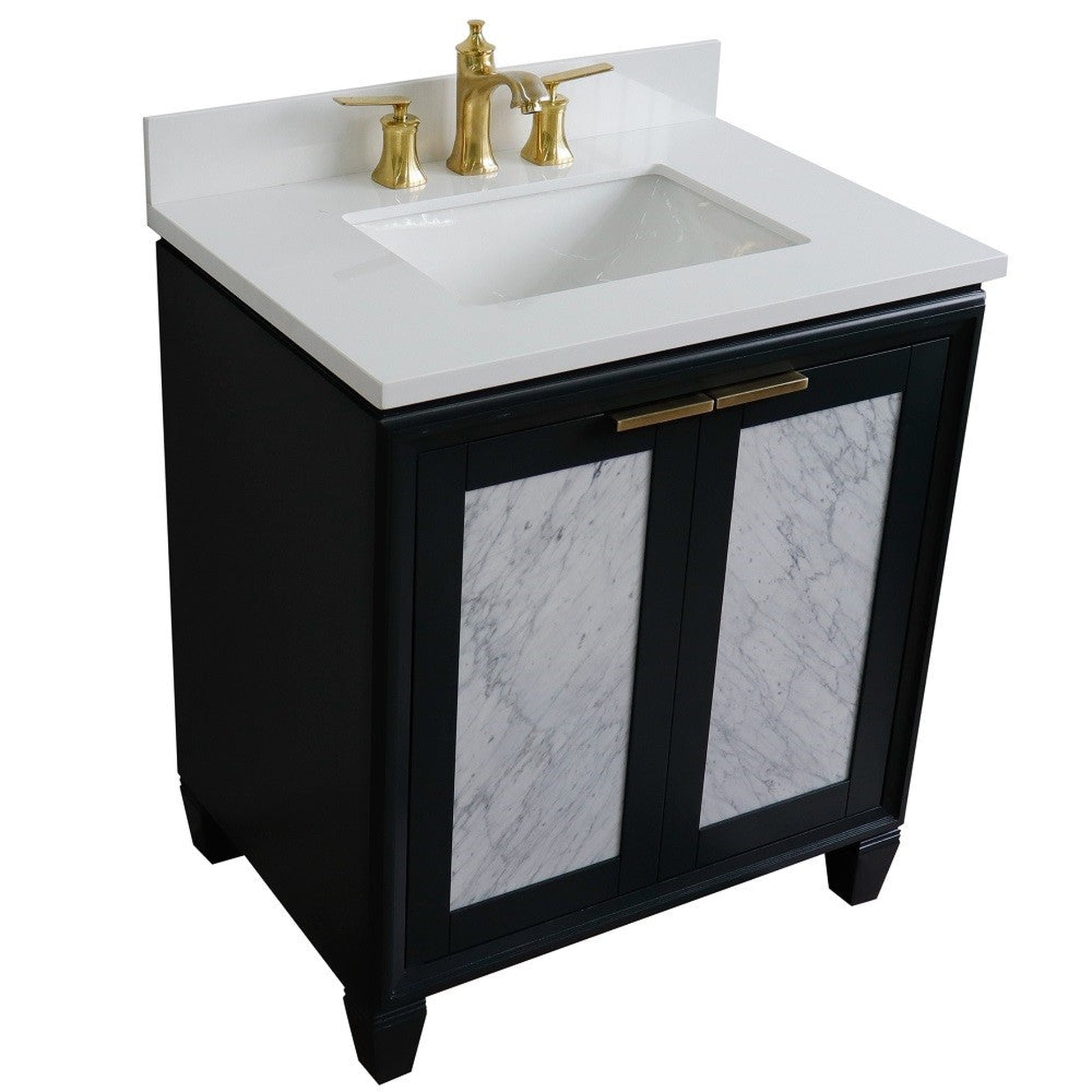 Bellaterra Home Trento 31" 2-Door 1-Drawer Dark Gray Freestanding Vanity Set With Ceramic Undermount Rectangular Sink and White Quartz Top