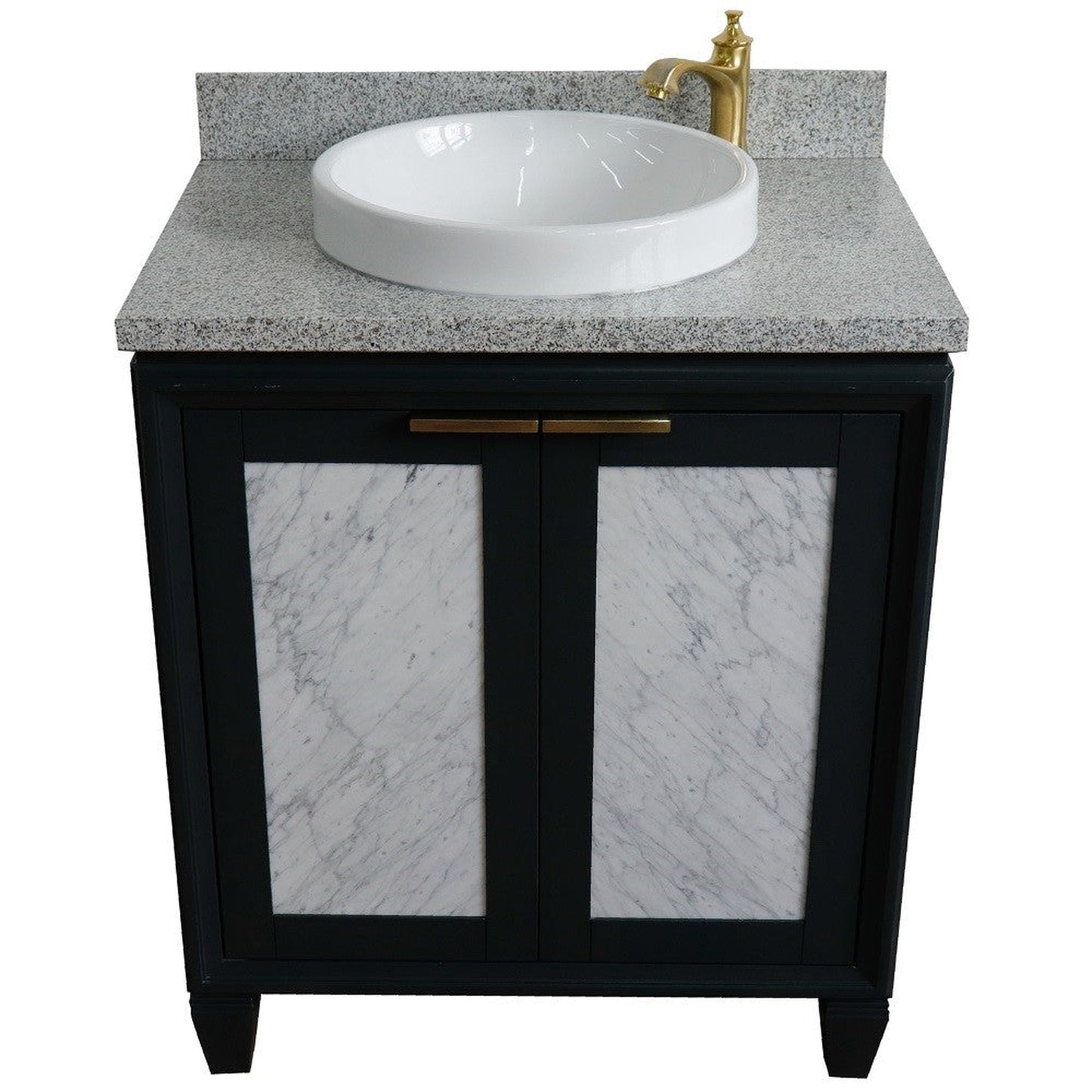 Bellaterra Home Trento 31" 2-Door 1-Drawer Dark Gray Freestanding Vanity Set With Ceramic Vessel Sink and Gray Granite Top