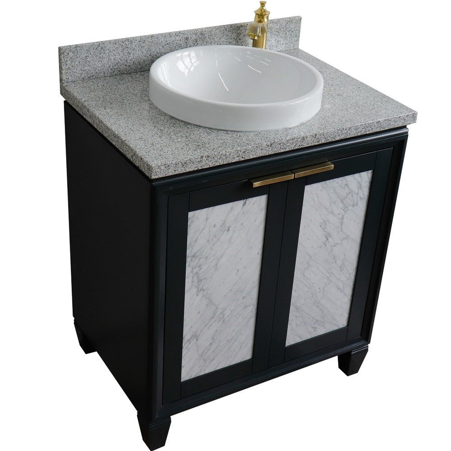 Bellaterra Home Trento 31" 2-Door 1-Drawer Dark Gray Freestanding Vanity Set With Ceramic Vessel Sink and Gray Granite Top