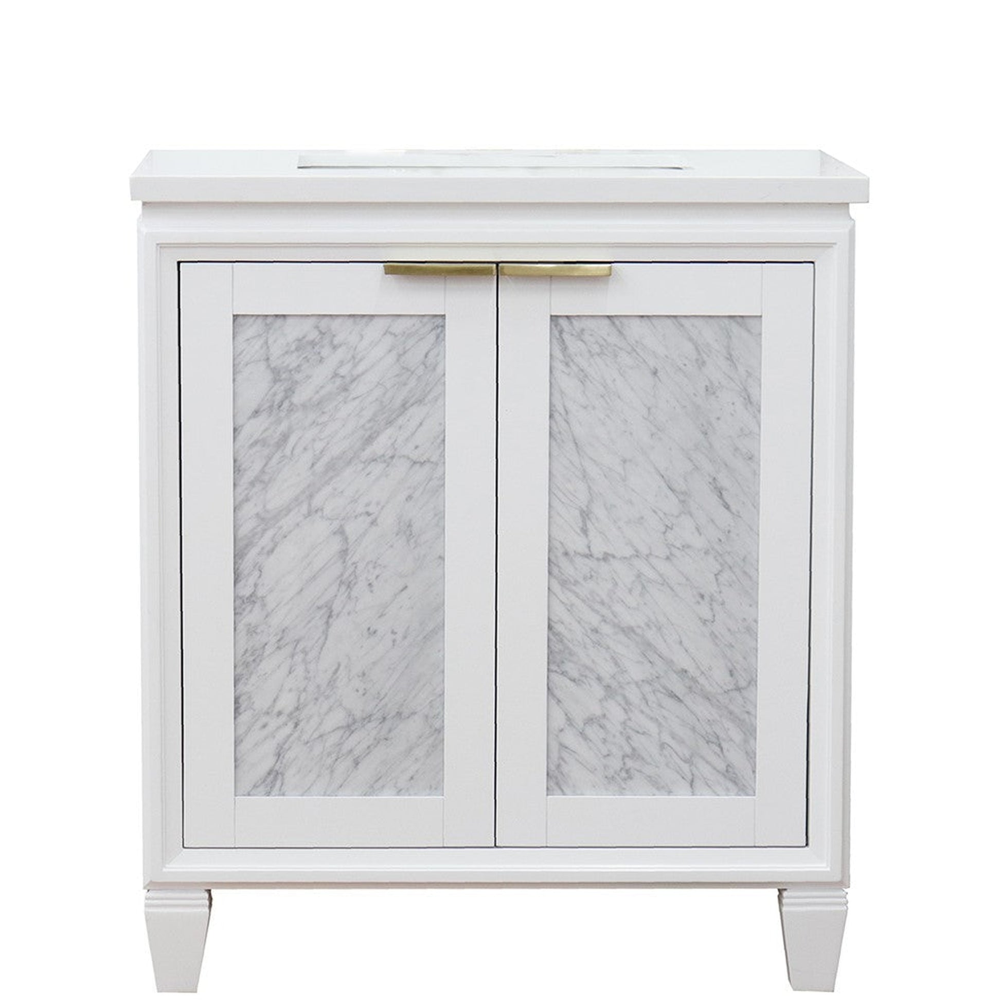 Bellaterra Home Trento 31" 2-Door 1-Drawer White Freestanding Vanity Set With Ceramic Undermount Rectangular Sink and White Quartz Top