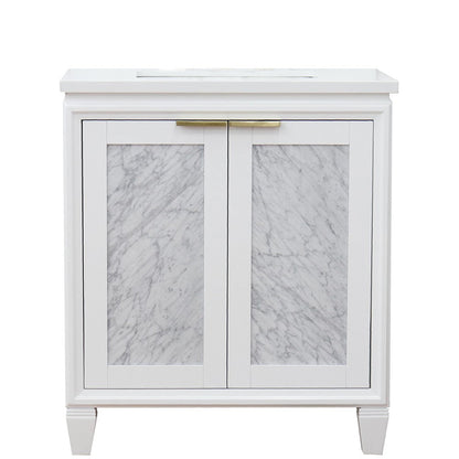 Bellaterra Home Trento 31" 2-Door 1-Drawer White Freestanding Vanity Set With Ceramic Undermount Rectangular Sink and White Quartz Top