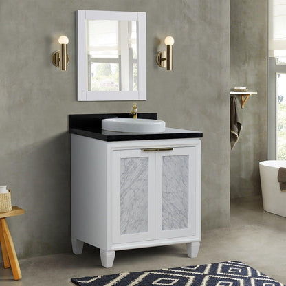 Bellaterra Home Trento 31" 2-Door 1-Drawer White Freestanding Vanity Set With Ceramic Vessel Sink and Black Galaxy Granite Top