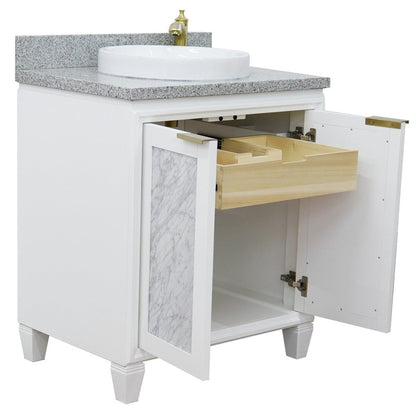 Bellaterra Home Trento 31" 2-Door 1-Drawer White Freestanding Vanity Set With Ceramic Vessel Sink and Gray Granite Top