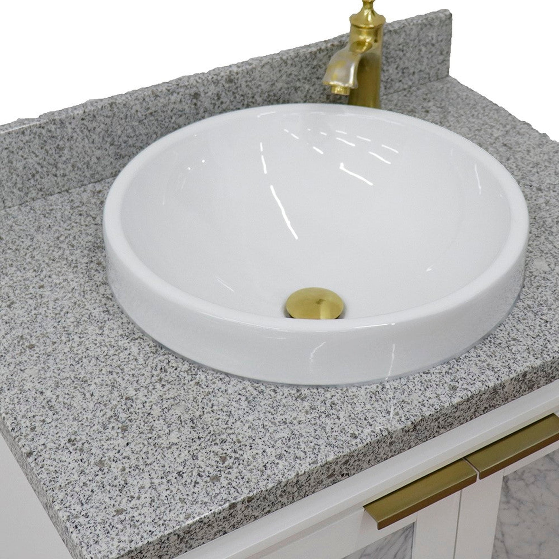 Bellaterra Home Trento 31" 2-Door 1-Drawer White Freestanding Vanity Set With Ceramic Vessel Sink and Gray Granite Top