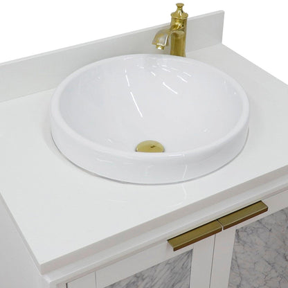 Bellaterra Home Trento 31" 2-Door 1-Drawer White Freestanding Vanity Set With Ceramic Vessel Sink and White Quartz Top