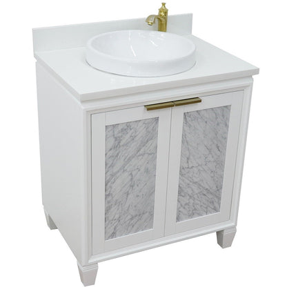 Bellaterra Home Trento 31" 2-Door 1-Drawer White Freestanding Vanity Set With Ceramic Vessel Sink and White Quartz Top