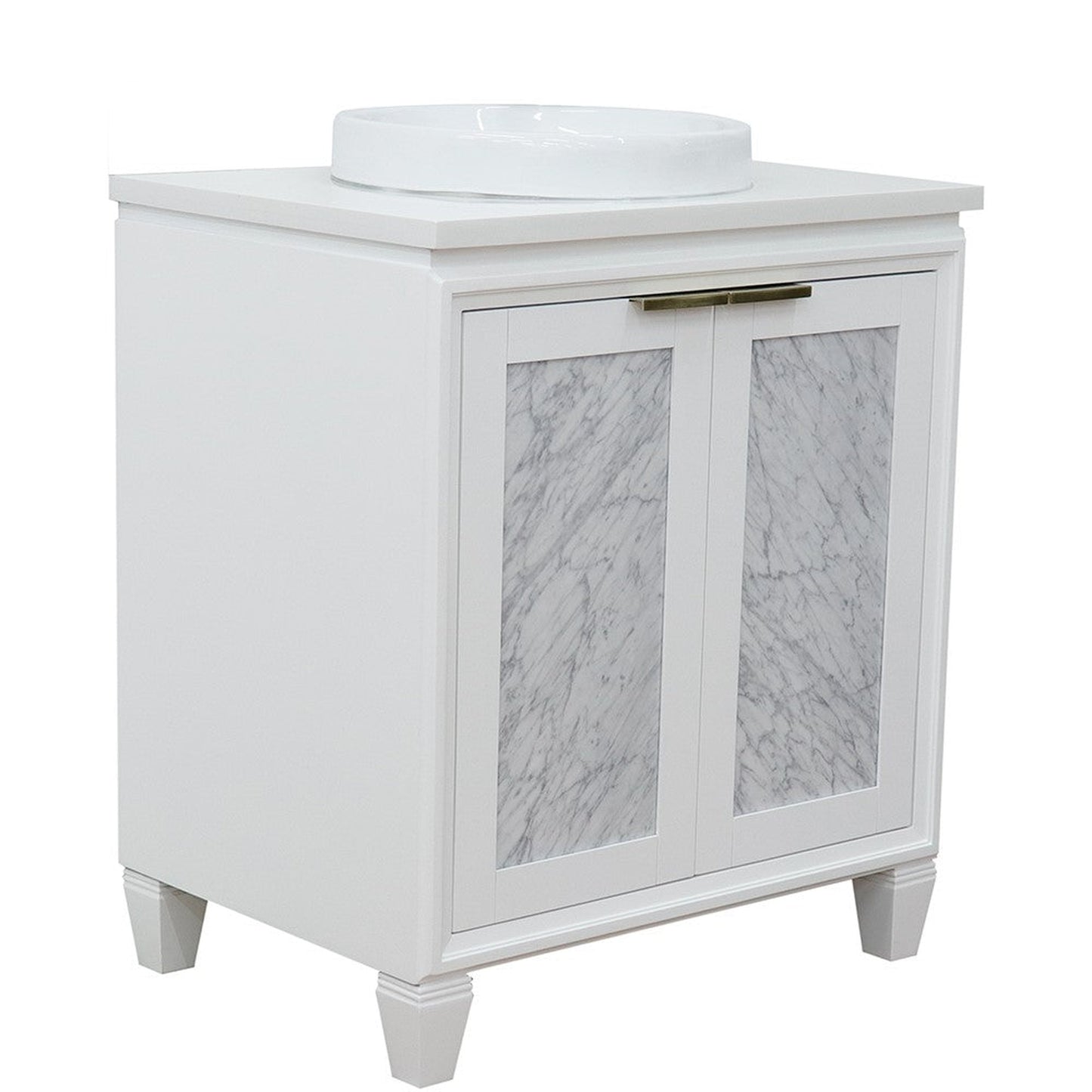 Bellaterra Home Trento 31" 2-Door 1-Drawer White Freestanding Vanity Set With Ceramic Vessel Sink and White Quartz Top