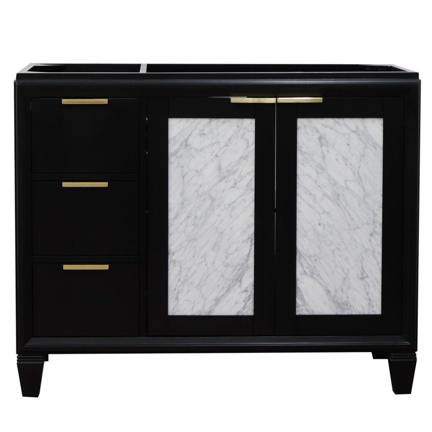 Bellaterra Home Trento 42" 2-Door 3-Drawer Black Freestanding Vanity Base With Right Door