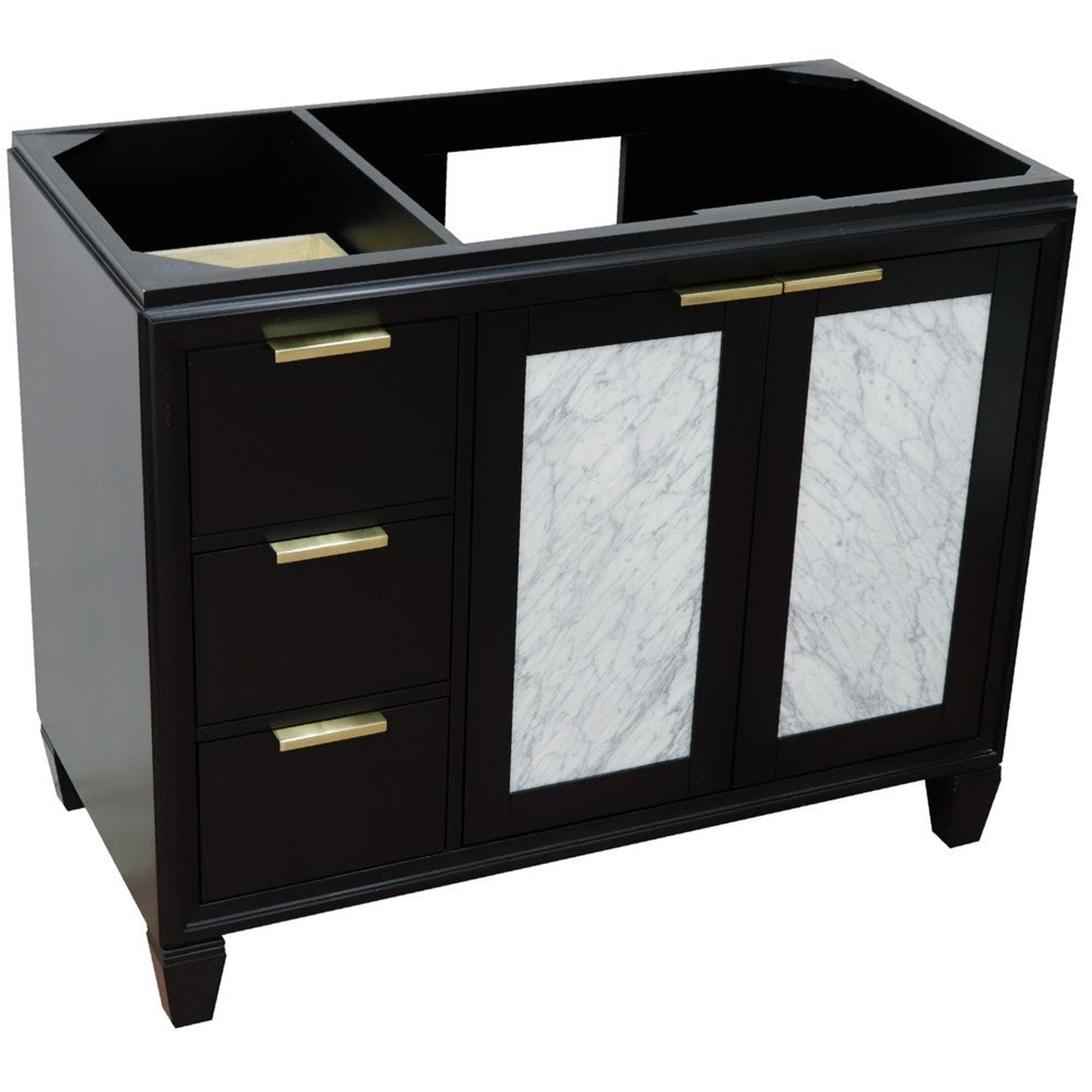 Bellaterra Home Trento 42" 2-Door 3-Drawer Black Freestanding Vanity Base With Right Door