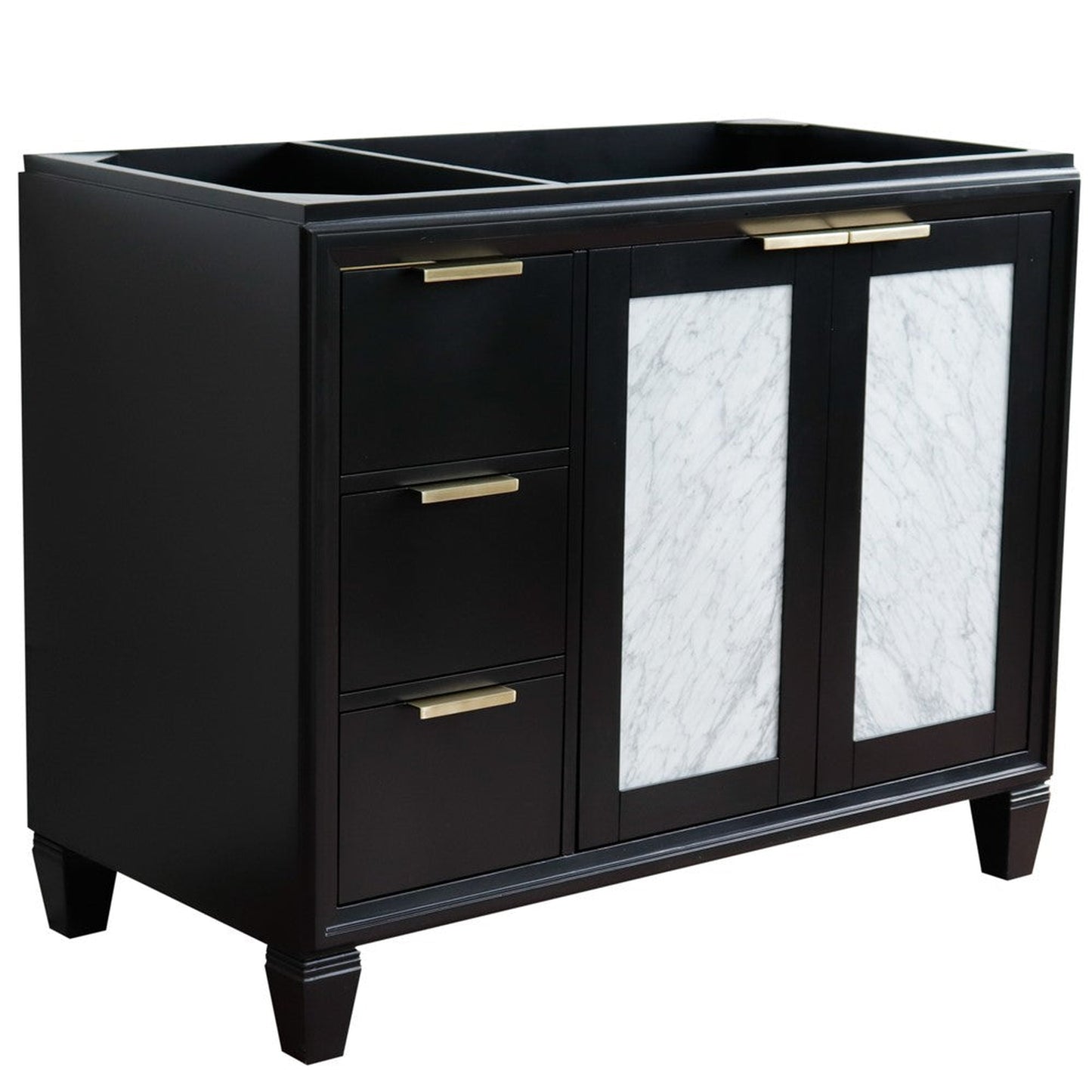 Bellaterra Home Trento 42" 2-Door 3-Drawer Black Freestanding Vanity Base With Right Door