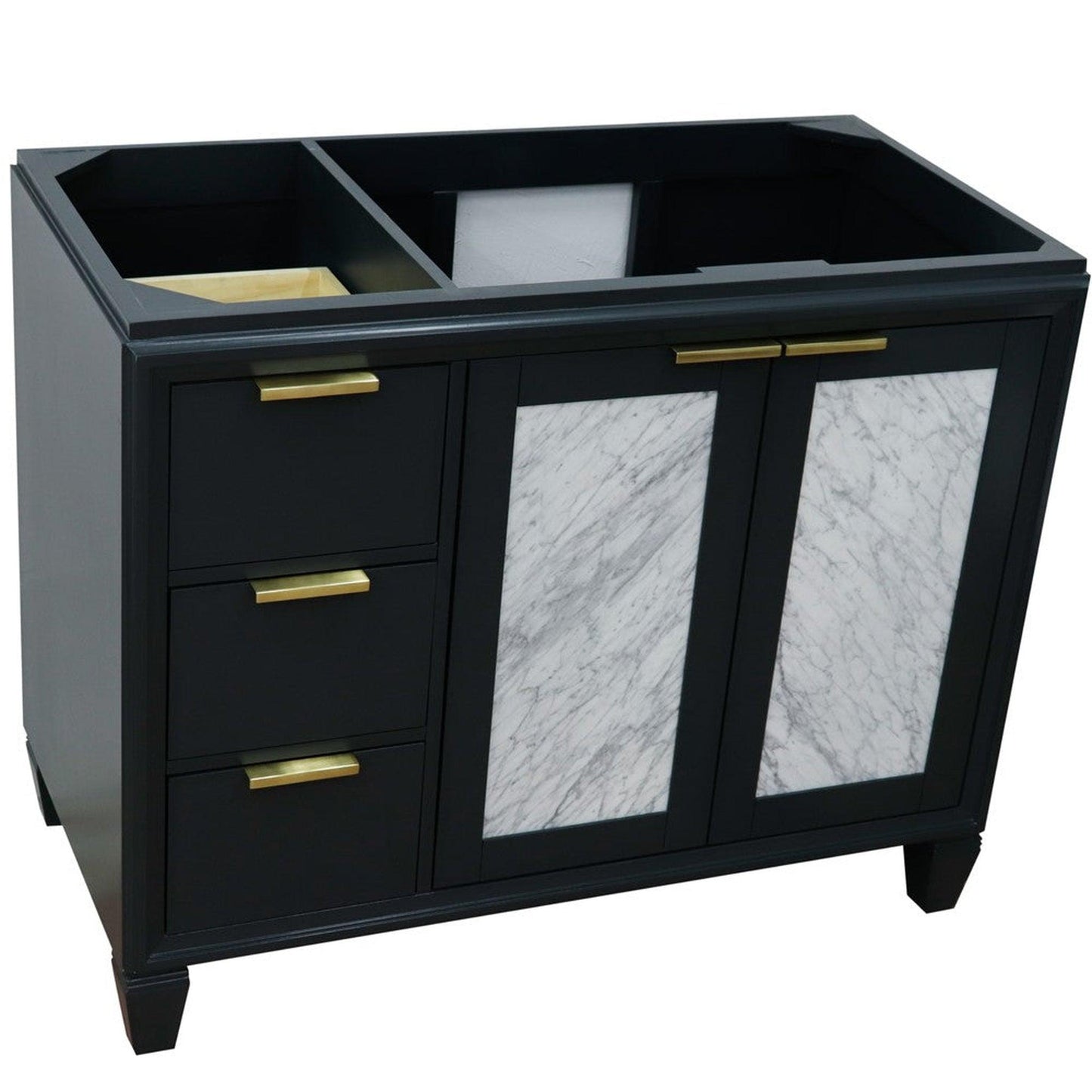 Bellaterra Home Trento 42" 2-Door 3-Drawer Dark Gray Freestanding Vanity Base With Right Door