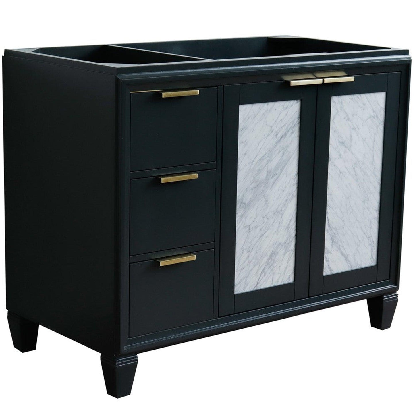 Bellaterra Home Trento 42" 2-Door 3-Drawer Dark Gray Freestanding Vanity Base With Right Door