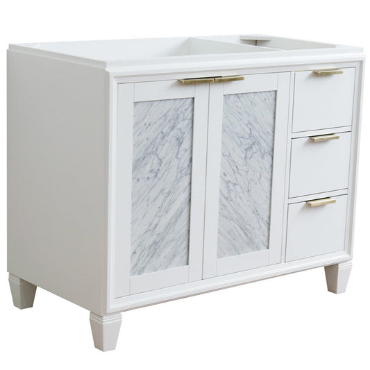 Bellaterra Home Trento 42" 2-Door 3-Drawer White Freestanding Vanity Base With Left Door