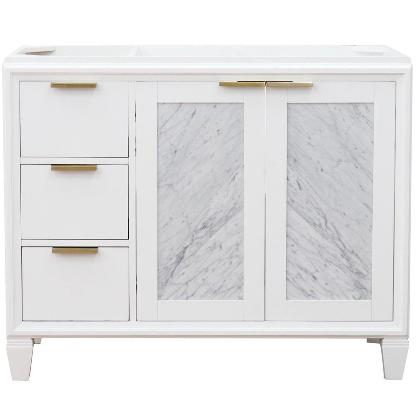 Bellaterra Home Trento 42" 2-Door 3-Drawer White Freestanding Vanity Base With Right Door