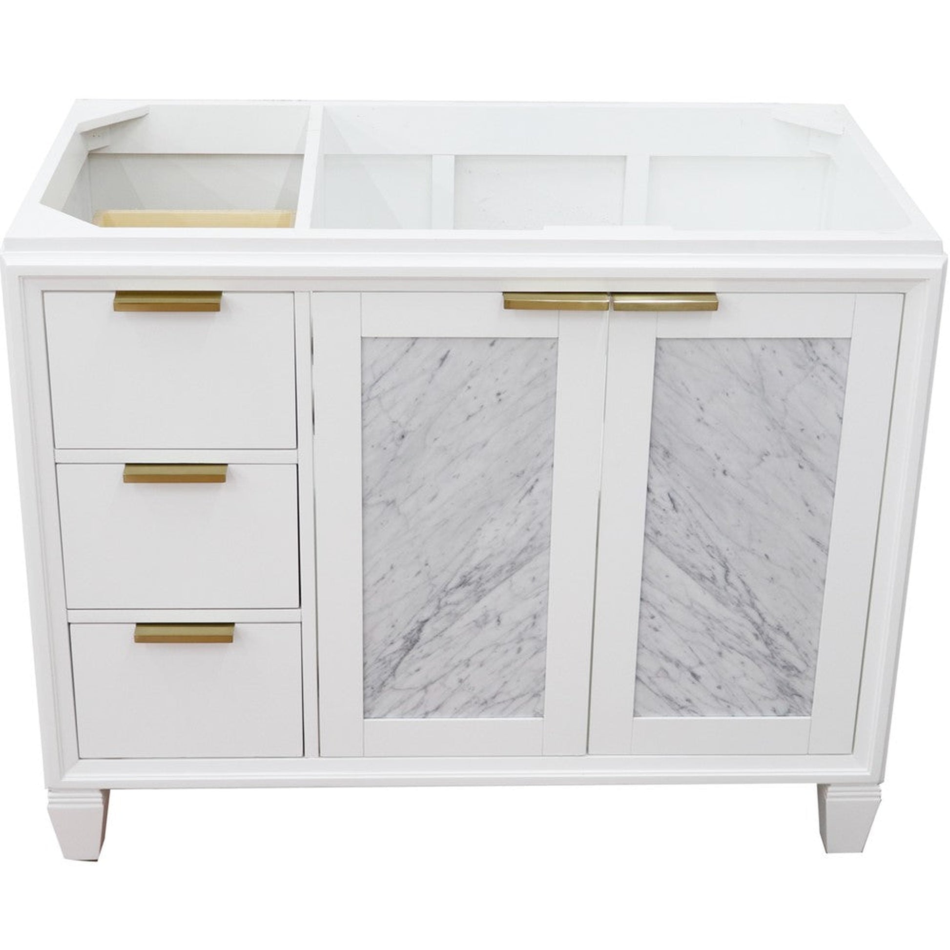 Bellaterra Home Trento 42" 2-Door 3-Drawer White Freestanding Vanity Base With Right Door