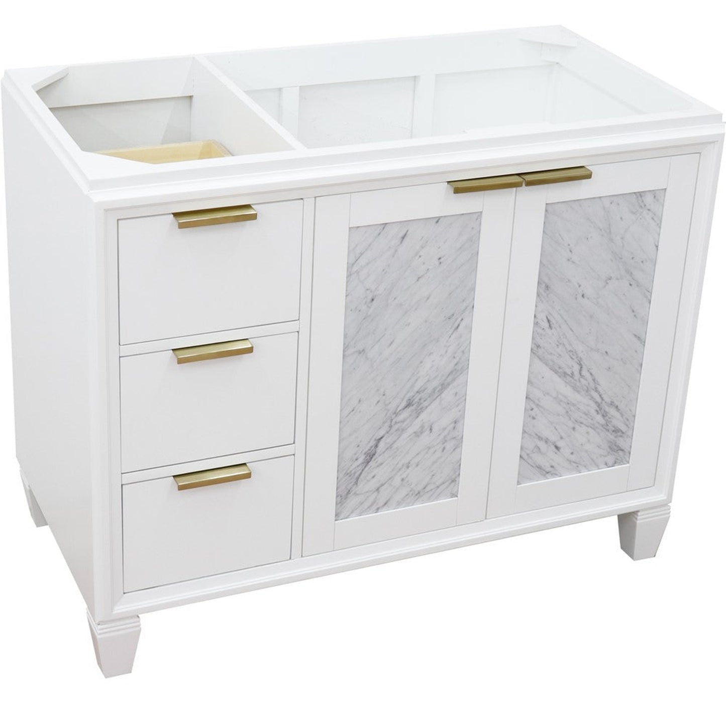 Bellaterra Home Trento 42" 2-Door 3-Drawer White Freestanding Vanity Base With Right Door